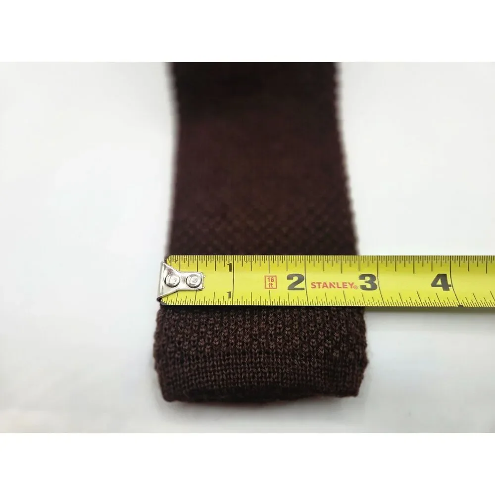 Robert Talbott Nordstrom Brown Knit Tie 100% Wool Square Bottom Slim Necktie
